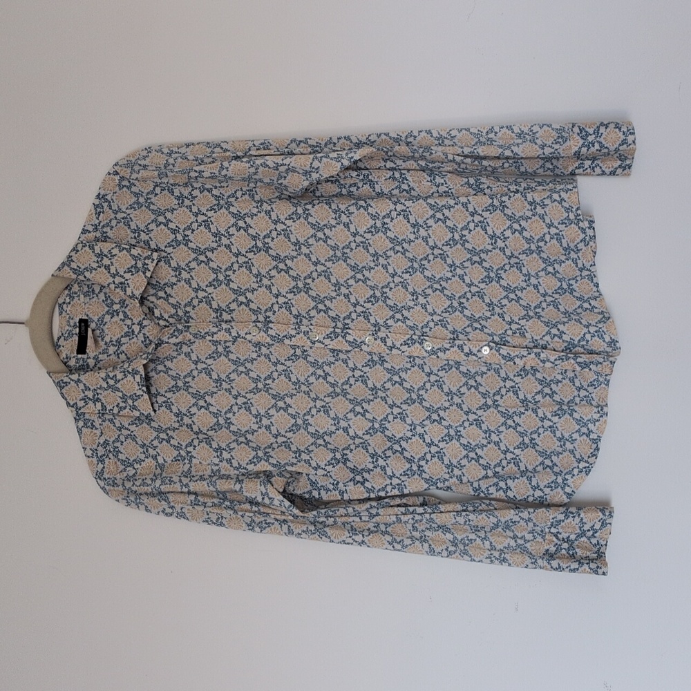 J. Crew Blue and Cream Patterned Shirt